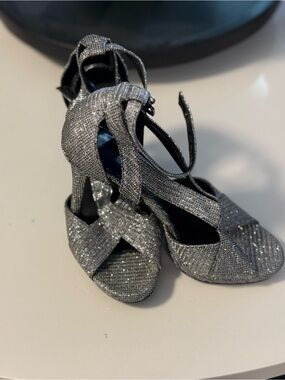 Michael Kors Glitter Silver Strappy High Heel Sandals